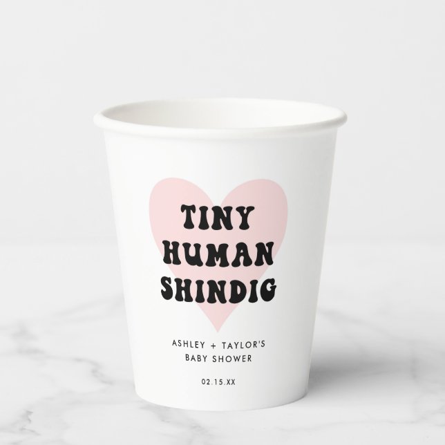 Tiny Human Shindig Modern Baby Shower Paper Cups (Front)