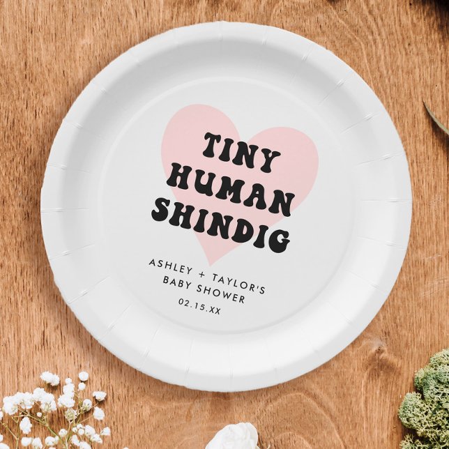 Tiny Human Shindig Modern Baby Shower Paper Plate (Creator Uploaded)