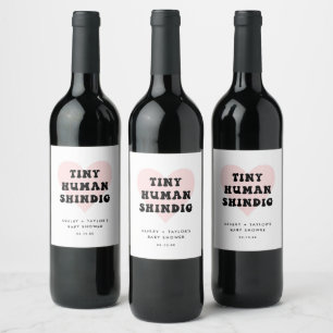 Tiny Human Shindig Modern Baby Shower Wine Label