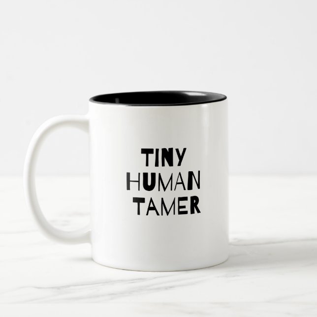 Tiny Human Tamer Two-Tone Coffee Mug (Left)