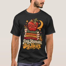 Tiny Humans Big Heart Retro Teacher Coffee T-Shirt