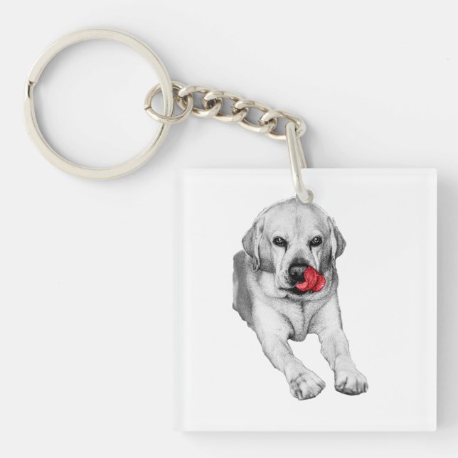 Tiny Lab, red heart flick Key Ring (Front)