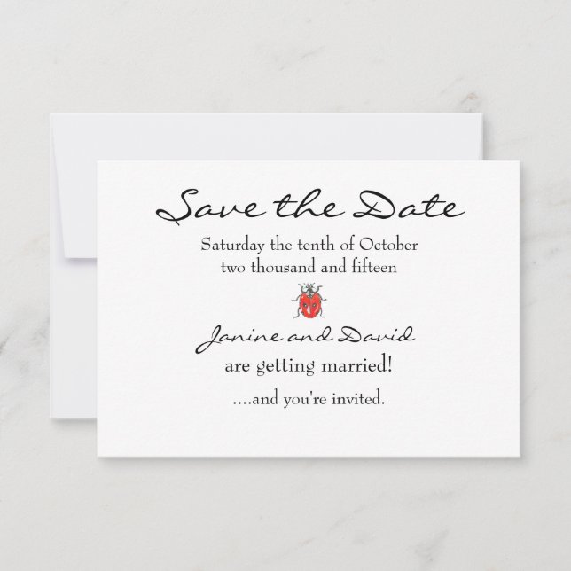 Tiny Ladybird/Ladybug Save the Date card (Front)