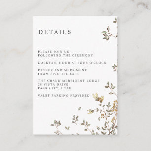 Tiny leaves WEDDING Hotel detail Accommodation Enclosure Card