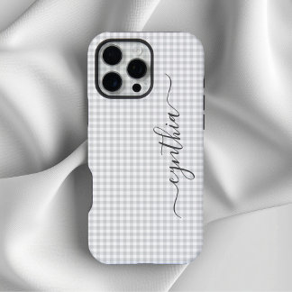 Tiny Light Grey Gingham Signature iPhone 16 Pro Max Case