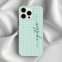 Tiny Light Teal Gingham Signature