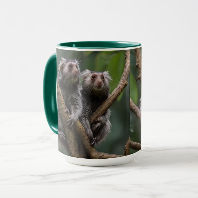 Tiny Marmoset Titans Among the Branches, Mug (Front Left)