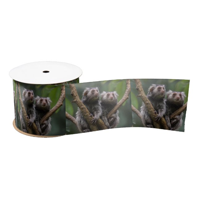 Tiny Marmoset Titans Among the Branches, Satin Ribbon (Spool)
