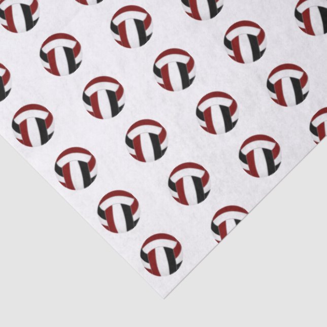 tiny maroon black volleyballs pattern tissue paper (Detail)