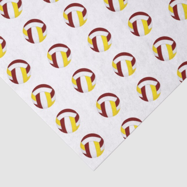 tiny maroon gold volleyballs pattern tissue paper (Detail)