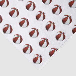 tiny maroon white basketballs pattern tissue paper