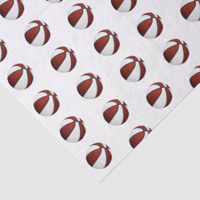 tiny maroon white basketballs pattern tissue paper (Detail)