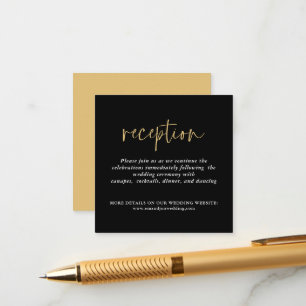 TINY MINI SIZE Black Gold Wedding Reception Enclosure Card
