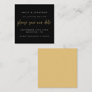 TINY MINI SIZE Black Gold Wedding Save The Date  Card