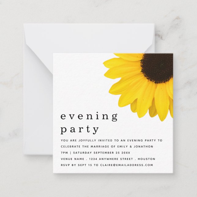 TINY MINI SIZE Sunflower Newlywed Evening Party Card (Front)
