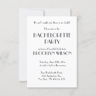 Tiny Minimal Deco White Bachelorette Party Invitation