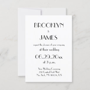 Tiny Minimal Deco White Wedding Invitations