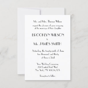 Tiny Minimal Deco White Wedding Invites