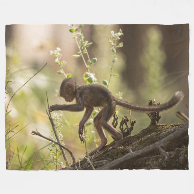 TINY MONKEY FLEECE BLANKET (Front (Horizontal))