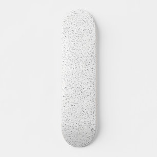 Tiny Monochrome Black, Grey & Cream Dots on White Skateboard