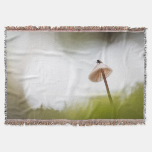 Tiny Mushroom Nature Photo Throw Blanket