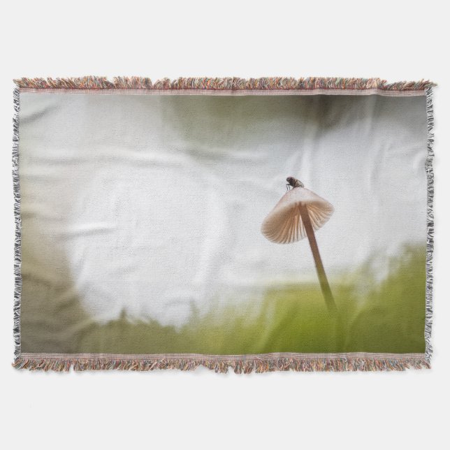 Tiny Mushroom Nature Photo Throw Blanket (Front)