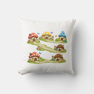 Tiny Mushroom Village Cushion