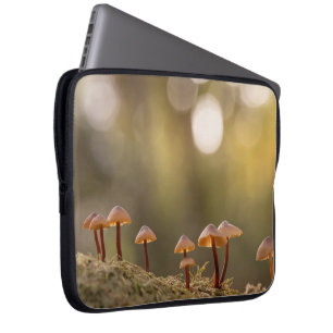 Tiny Mushrooms Nature Photo Laptop Sleeve
