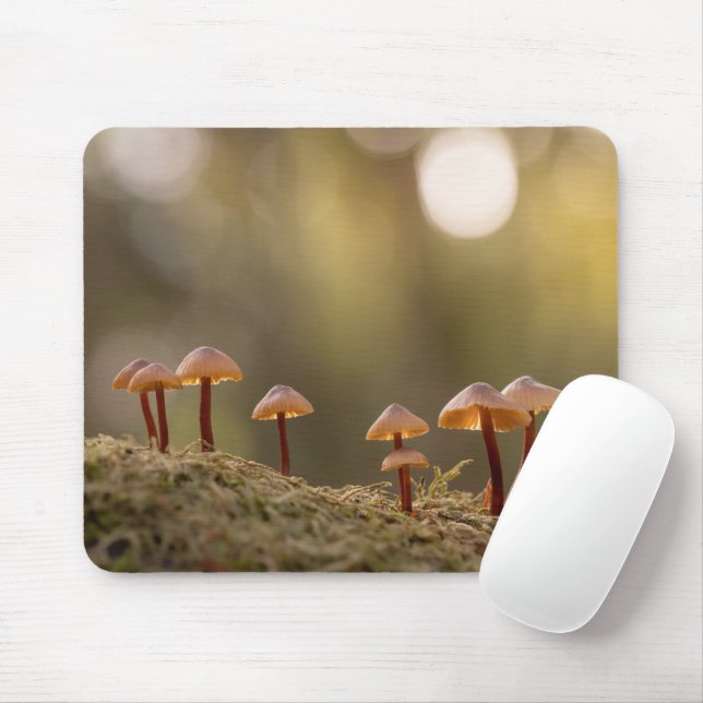 Tiny Mushrooms Nature Photo Mouse Mat (With Mouse)