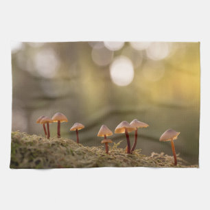 Tiny Mushrooms Nature Photo Tea Towel