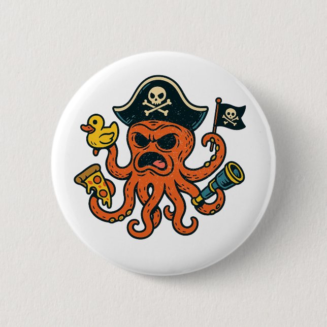 Tiny Mutant Octopus Pin - Crazy Tentacles Vibes  (Front)