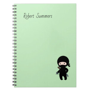 Tiny Ninja Custom Name on Green Notebook