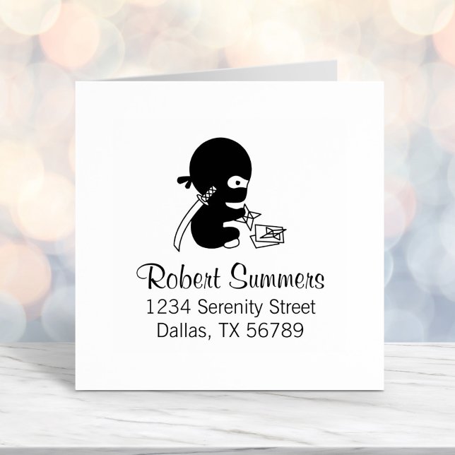 Tiny Ninja Folding Origami Star Address 4 Self-inking Stamp (Creator Uploaded)