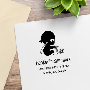 Tiny Ninja Folding Origami Star Address Rubber Stamp