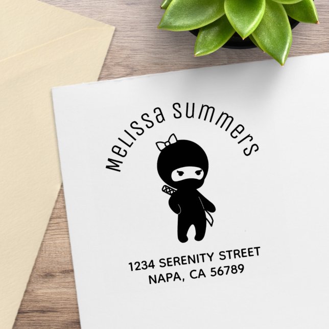 Tiny Ninja Girl Arch Address Rubber Stamp (Creator Uploaded)