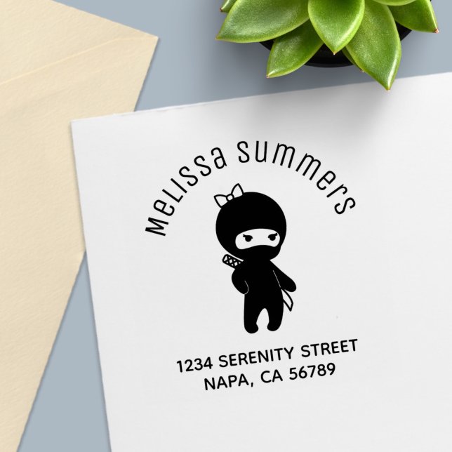 Tiny Ninja Girl Arch Address Self-inking Stamp (Creator Uploaded)