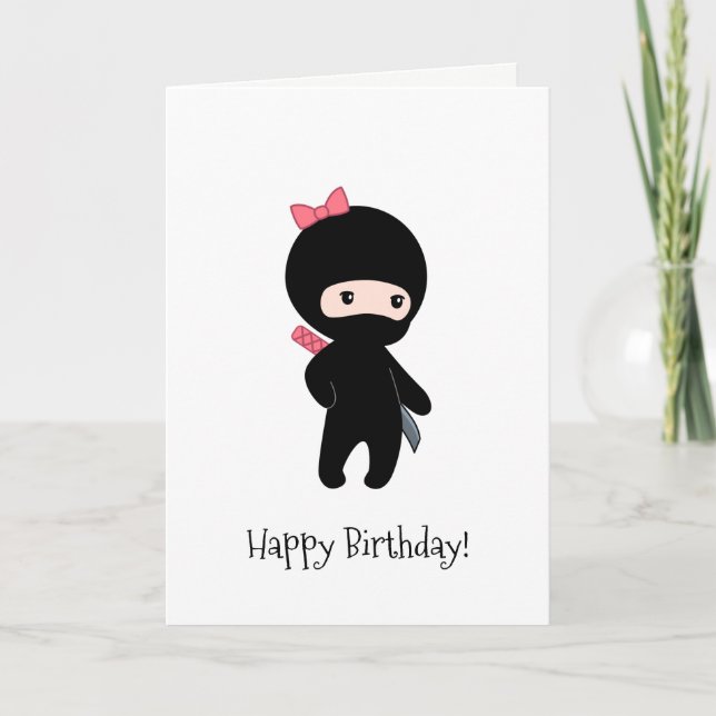 Tiny Ninja Girl Birthday Card (Front)