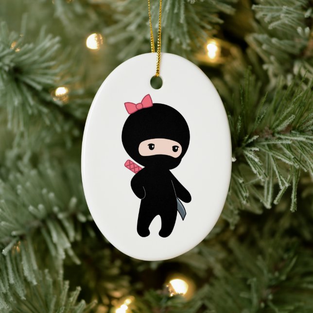 Tiny Ninja Girl Ceramic Tree Decoration (Tree)