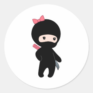 Tiny Ninja Girl Classic Round Sticker
