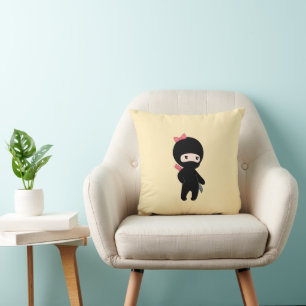 Tiny Ninja Girl On Yellow Cushion