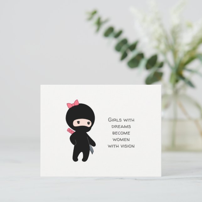 Tiny Ninja Girl Quote Postcard (Standing Front)