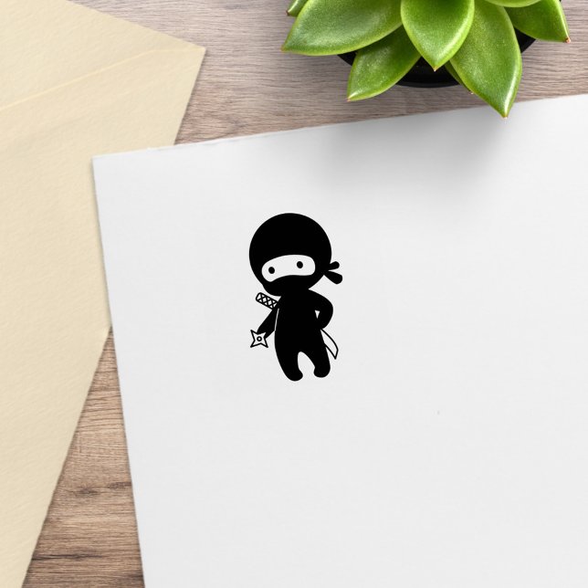Tiny Ninja Holding Throwing Star 1x1 Rubber Stamp (Creator Uploaded)