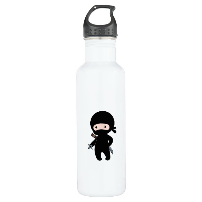Tiny Ninja Holding Throwing Star 710 Ml Water Bottle (Front)