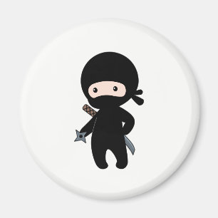 Tiny Ninja Holding Throwing Star Magnet