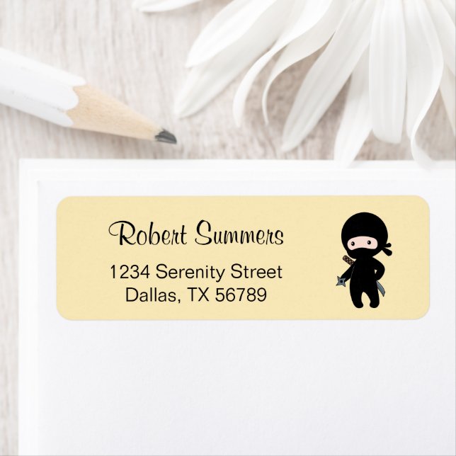 Tiny Ninja Holding Throwing Star on Yellow (Insitu)