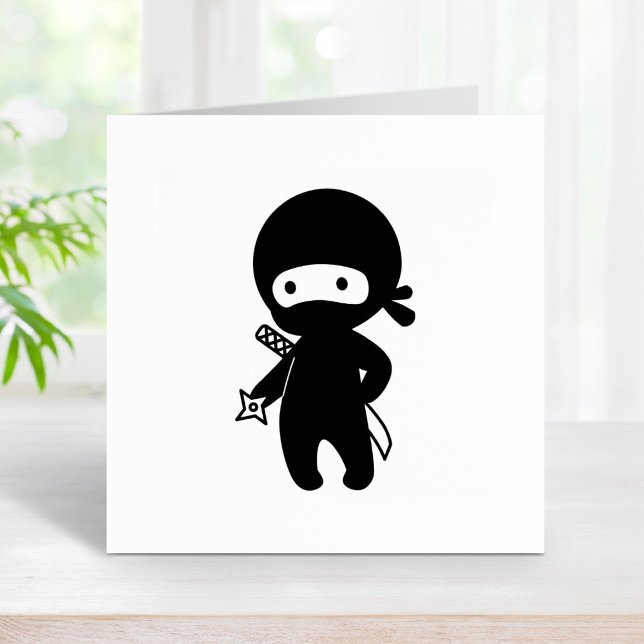 Tiny Ninja Holding Throwing Star Rubber Stamp (Creator Uploaded)