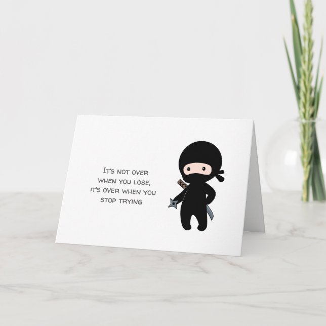 Tiny Ninja Holding Throwing Star Yellow Blank Card (Front)