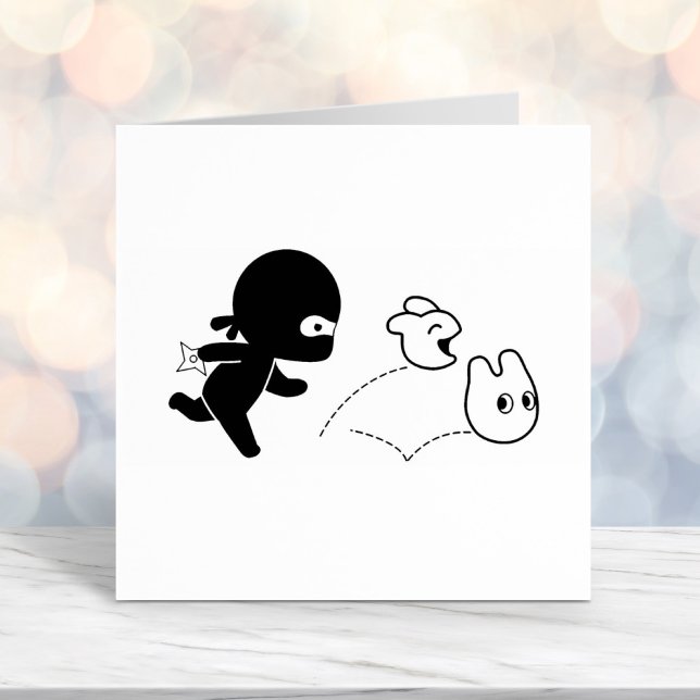 Tiny Ninja Hunting Dustbunnies Self-inking Stamp (Creator Uploaded)