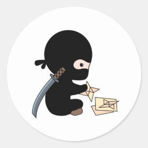 Tiny Ninja Making Origami Paper Throwing Star Classic Round Sticker