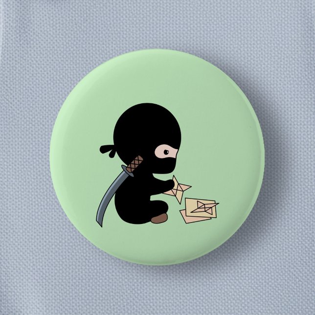 Tiny Ninja Origami Paper Throwing Star Green 6 Cm Round Badge (Creator Uploaded)